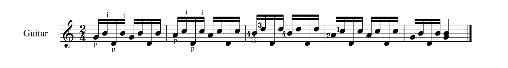 D. アグアド「ギターのための新しい教則本」16ページ｜レッスン7　EJRCICIO　A　練習