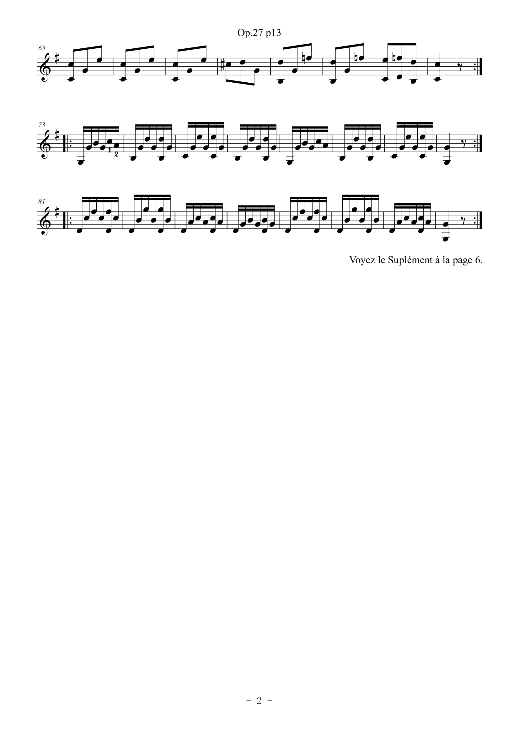 F. カルリ 「フェルディナンド・カルリによって彼の息子グスタボ教育のためことさらに作曲されたギターのための完全な教則本」(第4版)13ページ2
